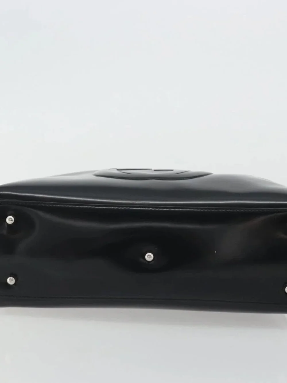 GUCCI Hand Bag Patent leather Black Silver 000 2058 0505 Auth 175262